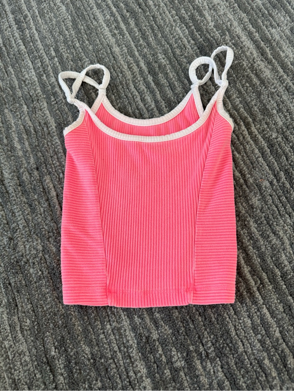 Katie J NYC Neon Pink Contrast Trim Ribbed Cami